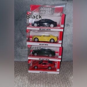 Die-Cast Metal Toy Car Collection - Black, Yellow, Green, Red